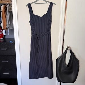 Banana Republic Factory Navy Pinstripe Sleeveless Midi Dress